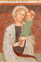 Sticker - PERUGIA, ITALY - MAY 15, 2024: The medieval fresco of Madonna in the church Basilica di San Domenico (1396).