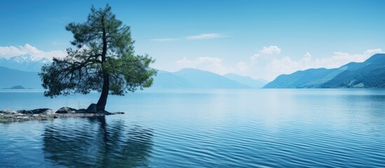 Leinwandbilder - Waves on a blue lake in the summer. Creative banner. Copyspace image