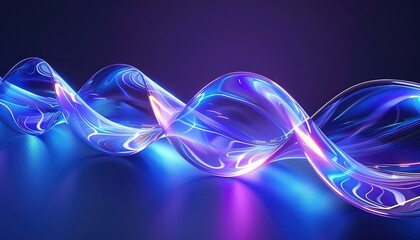 Wall Mural - glass Ribbon wavy blue neon 3D Energy Background