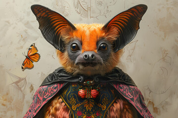 Fantasy Bat with Butterfly Illustration