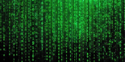 Abstract Green Matrix Code Display