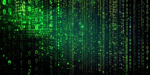 Green Digital Code on Black Background