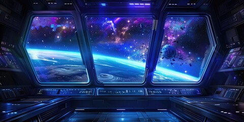 Cosmic View from Futuristic Space Station