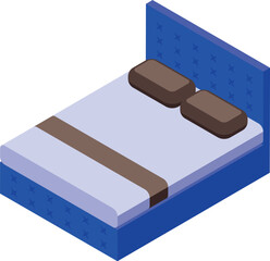 Sticker - Detailed isometric graphic of a contemporary bed with starpatterned headboard