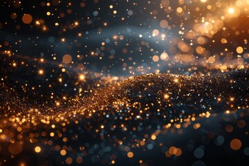 Poster - abstract golden glitter bokeh background, christmas and holiday concept