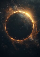 Wall Mural - a vertical shot of a beautiful golden planet with stars and planets