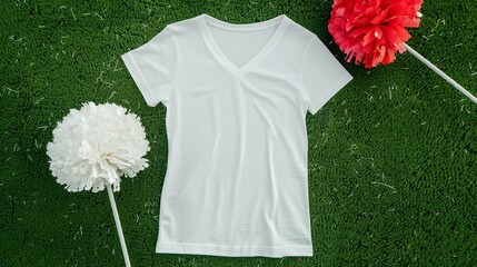 white t shirt on the grass
