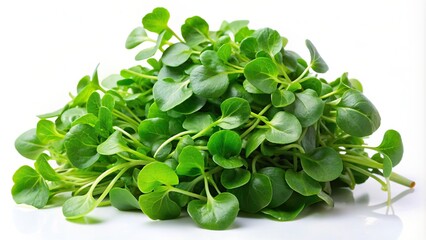 Fresh watercress leaves on white background, fresh, watercress, leaves, green, healthy, organic, salad, ingredient, herb, plant, vegetarian, natural, food, white background, isolated