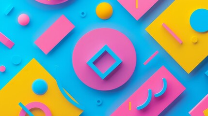 Sticker - Vibrant Geometric Abstract Design with Colorful Shapes and Spacious Areas for Text,Highlighting the Importance of Social SEO for Startups' Online Presence and Branding