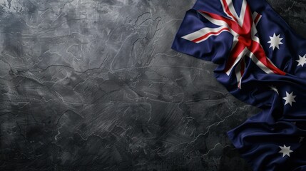 Wall Mural - Australia flag on dark grey background