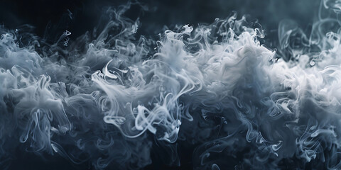 Wall Mural - Dark and Mysterious: Swirling Smoke Background, Ethereal Essence: Smoke Swirls in Dark Background - Ai Generated