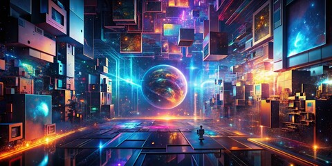 A collection of futuristic, abstract backgrounds perfect for use in design projects or as digital wallpapers, futuristic, abstract, modern, technology, digital, vibrant, colorful, geometric