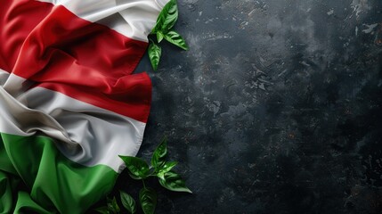 Wall Mural - Italy flag on dark grey background