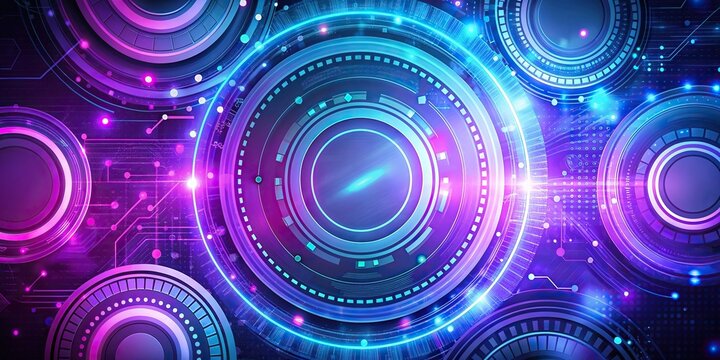 Abstract digital background with purple and blue circles, futuristic hi-tech design , technology, innovation, , digital, circles, abstract, background, purple, blue, design, hi-tech
