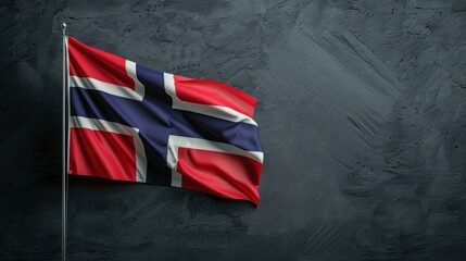 Wall Mural - Norway flag on dark grey background