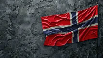 Wall Mural - Norway flag on dark grey background