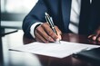 © Phuwadon - A close-up shot of a hand signing a contract