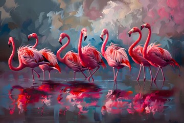 Wall Mural - flamingo in the water