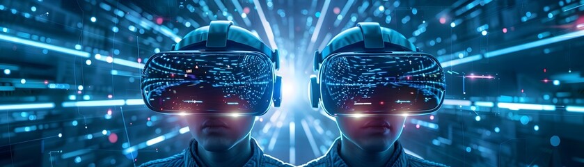 virtual reality developers creating immersive environments for remote team and digital communication