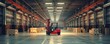 © pimprabha - Clean and modern warehouse with stacked boxes, forklift available, illuminated by daylight, organized space
