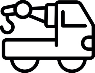 Wall Mural - Black and white vector illustration of a tow truck icon, suitable for various design uses