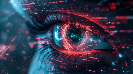 futuristic digital eye data network and cyber security technology background