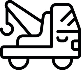 Poster - Black line art of a flatbed tow truck, suitable for various design purposes
