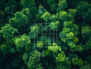 Wall Mural - remote sensing technology used in monitoring forest health and growth showcasing nature s sustainabi
