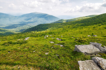 Wall Mural - beautiful scenery of mountainous countryside in summer. view in to the distant valley. outdoor adven