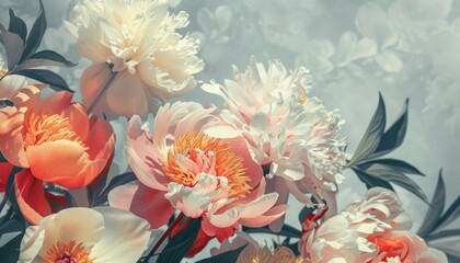Scented Splendor: A Stunning Peony Bouquet on a Light Background