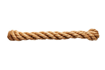 Isolated image of a thick brown rope with a knot on one end. Ideal for nautical, DIY, and adventure-themed projects.