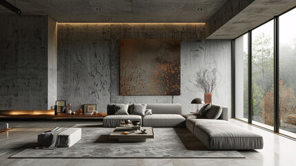 Wall Mural - Sleek and stylish interior design with minimalist furniture and contemporary wall art