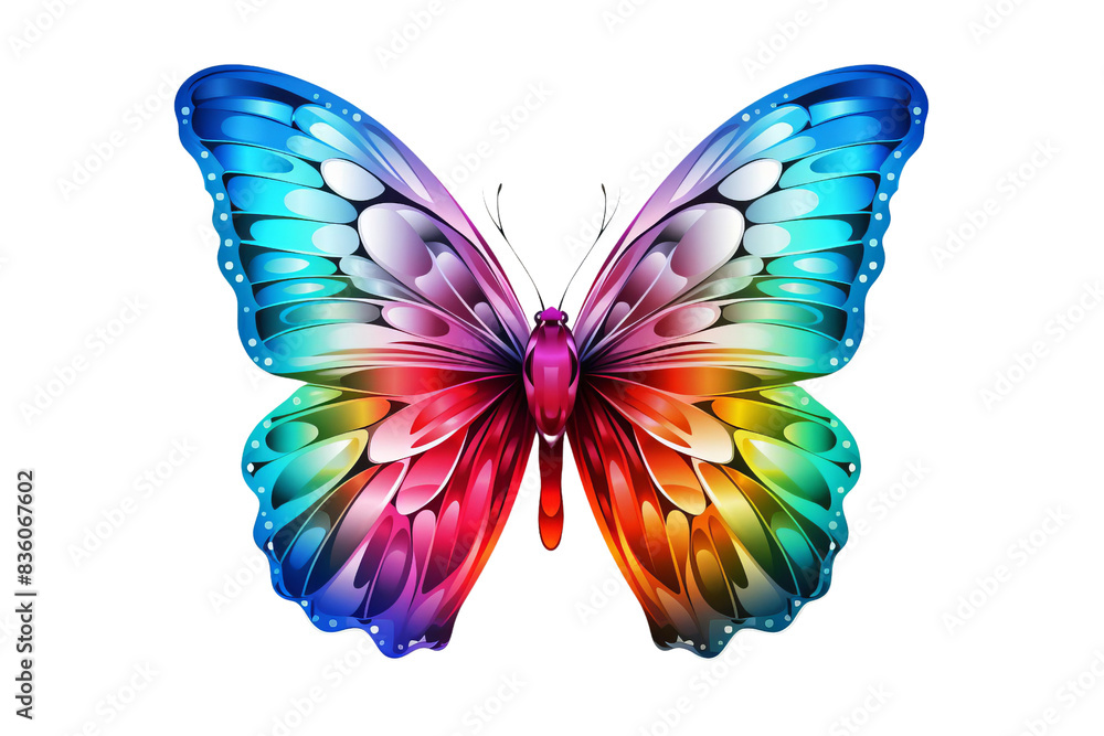 Vibrant and colorful butterfly with intricate wing patterns ...
