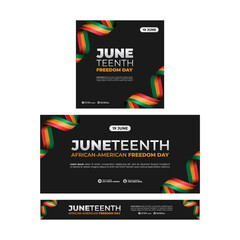 Wall Mural - Social media post template for Juneteenth day, Celebration freedom, emancipation day in 19 june, African-American history and heritage.