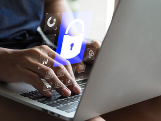 Wall Mural - cyber ​​security concept, technology, network security, personal information on the internet to prot