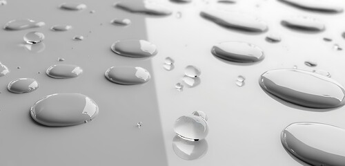 Wall Mural - detailed depiction of raindrops on clear surface, enhanced with vector effect.