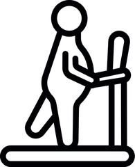 Sticker - Black line icon depicting a person using an elliptical crosstrainer
