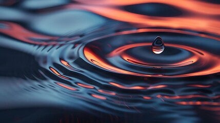 Wall Mural - detailed depiction of single drop on rippled surface, rendered in 3d.