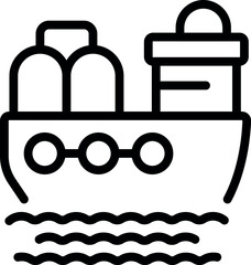 Wall Mural - Vector illustration of a simple freighter ship in line art style, suitable for icons and infographics