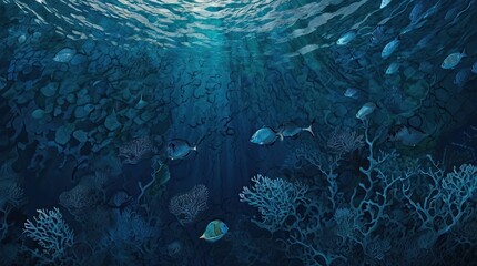 Wall Mural - coral reef with fish