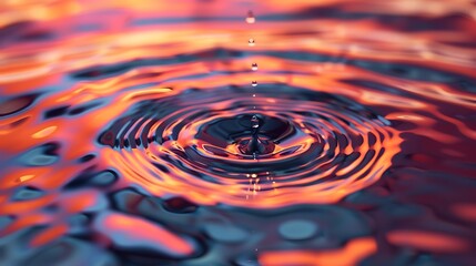 Wall Mural - detailed view of 3d-rendered single drop and rippled surface.