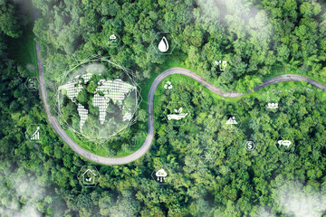 Wall Mural - environmental technology concept. sustainable esg modernization development by using technology of r