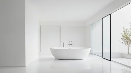 Sticker - modern bathroom with white tiles and wall