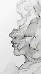 Wall Mural - a minimalist illustration with thin lines and whimsical curves that form abstract shapes. the intric