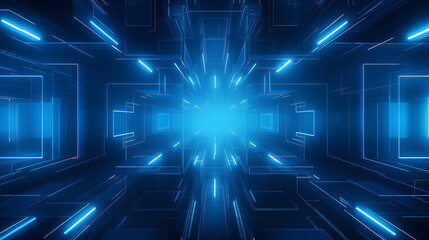 Wall Mural - a digital grid is adorned with luminous bright blue lights, designed in a modern futuristic style