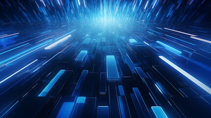 Wall Mural - a digital grid is adorned with luminous bright blue lights, designed in a modern futuristic style
