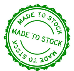 Sticker - Grunge green made to stock word round rubber seal stamp on white background