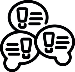 Canvas Print - Black and white icon featuring three speech bubbles with exclamation points, symbolizing urgent conversation
