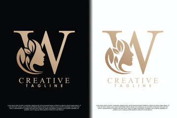 beauty face design with letter w concept design