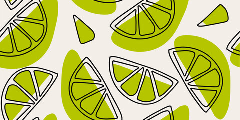Wall Mural - Seamless pattern beautiful lemon fruits and abstract forms
